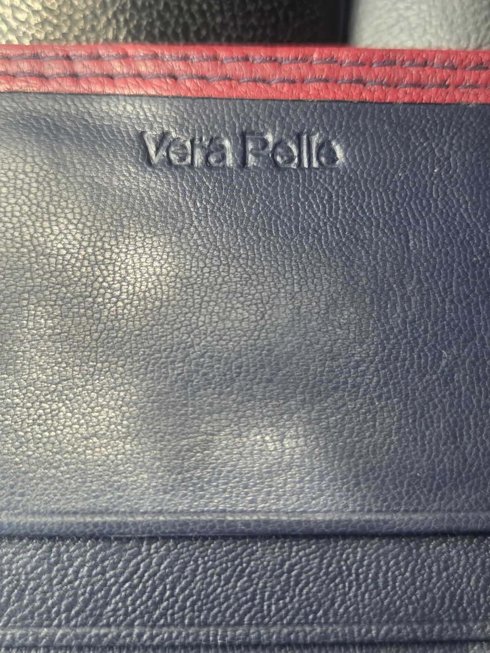 Vera Pelle Red Leather Trifold Wallet